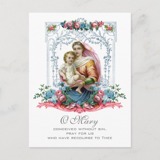 Gesegnete Jungfrau Mary Jesus katholisches Gebet B Postkarte (Vorderseite)