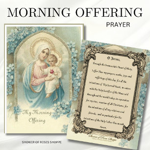 Gesegnete Jungfrau Mary Jesus Morning bieten Gebet Platzkarte