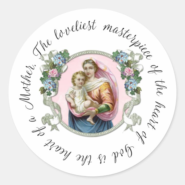 Gesegnete Jungfrau Mary Jesus Mother Zitat Blumenk Runder Aufkleber (Vorderseite)