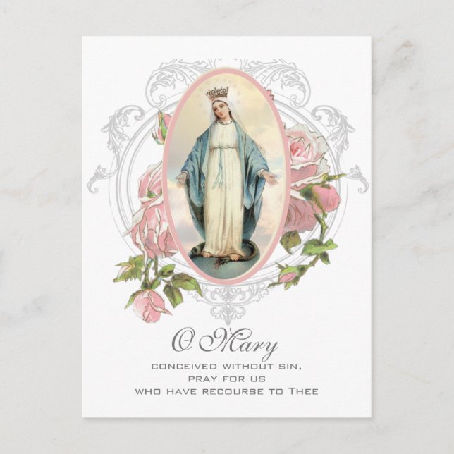 Gesegnete Jungfrau Mary Katholic Gebet für verstor Postkarte (Vorderseite)