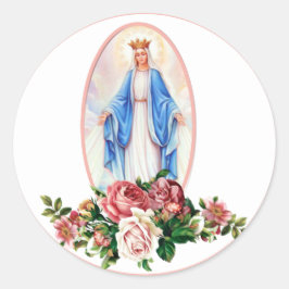Gesegnete Jungfrau Mary katholische Rose Religiöse Runder Aufkleber