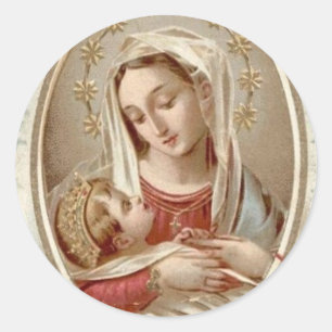 Gesegnete Jungfrau Mary mit Baby Jesus Runder Aufkleber