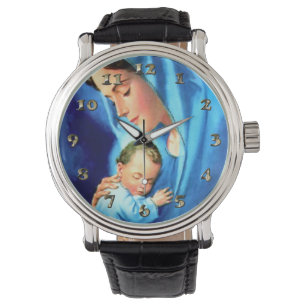 Gesegnete Jungfrau Mary mit dem Baby Jesus Armbanduhr