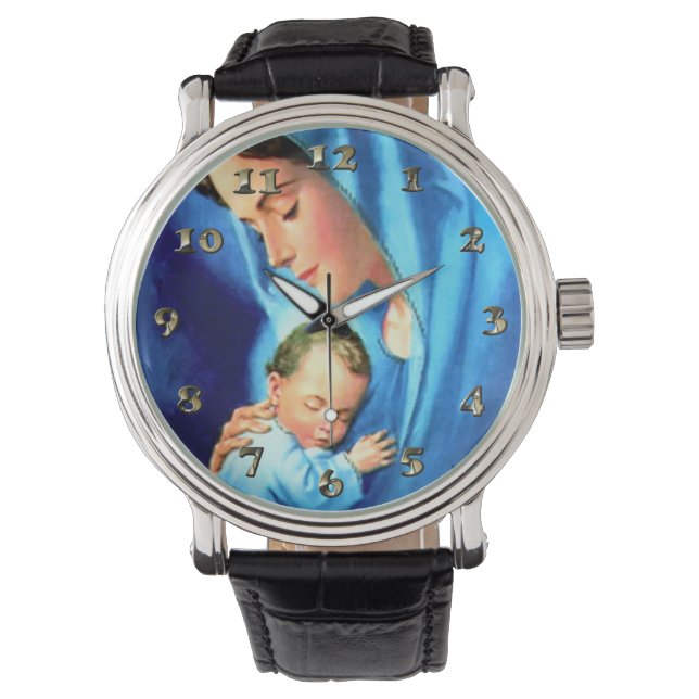 Gesegnete Jungfrau Mary mit dem Baby Jesus Armbanduhr (Vorderseite)