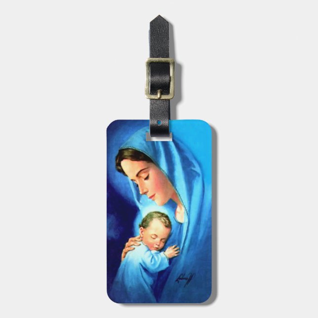 Gesegnete Jungfrau Mary mit dem Baby Jesus Gepäckanhänger (Vorderseite vertikal)