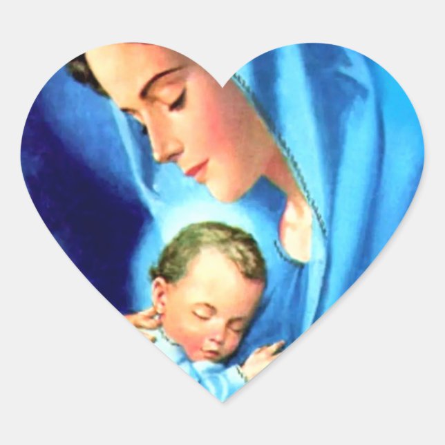 Gesegnete Jungfrau Mary mit dem Baby Jesus Herz-Aufkleber (Vorderseite)