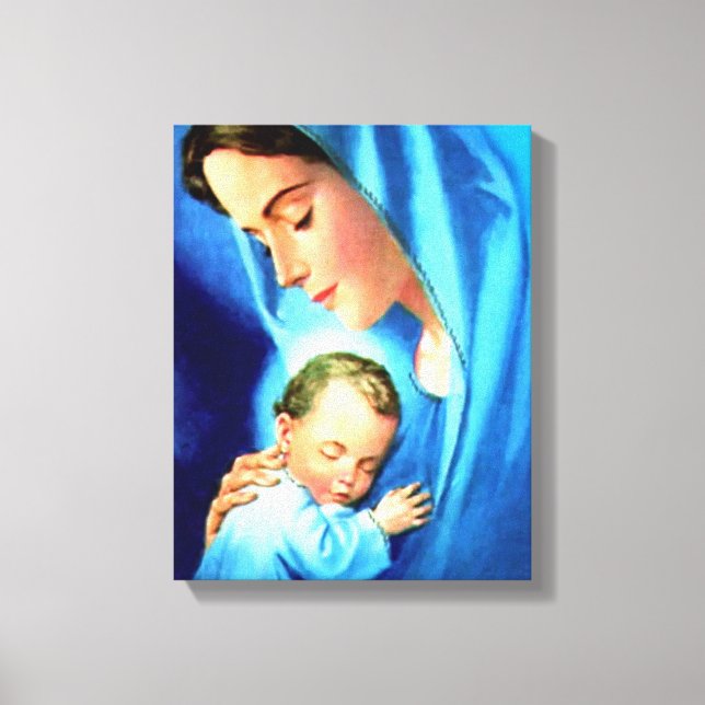 Gesegnete Jungfrau Mary mit dem Baby Jesus Leinwanddruck (Vorderseite)
