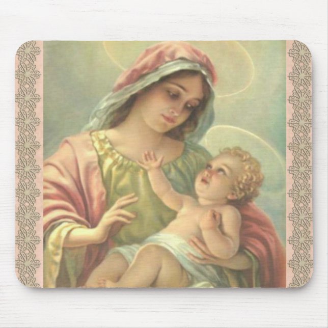 Gesegnete Jungfrau Mary mit dem Baby Jesus Mousepad (Vorne)