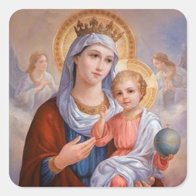 Gesegnete Jungfrau Mary mit dem Baby Jesus Quadratischer Aufkleber (Vorderseite)