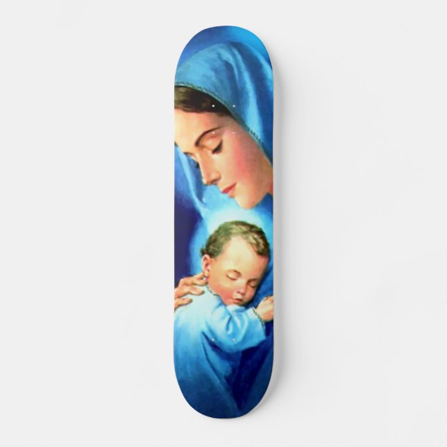 Gesegnete Jungfrau Mary mit dem Baby Jesus Skateboard (Vorderseite)
