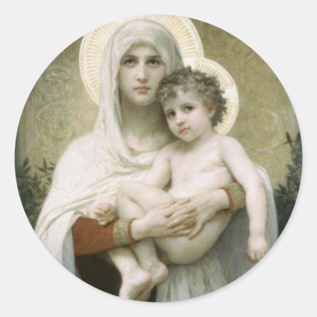 Gesegnete Jungfrau Mary mit Kind Jesus Runder Aufkleber (Vorderseite)