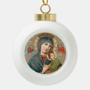 Gesegnete Jungfrau Mary mit Kinderjesus-Verzierung Keramik Kugel-Ornament