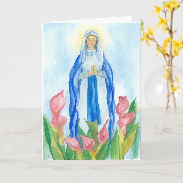 Gesegnete Jungfrau Mary Mother May Devotion Karte (Gelbe Blume)