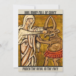 Gesegnete Jungfrau Mary Punch the Devil in the Fac Dankeskarte