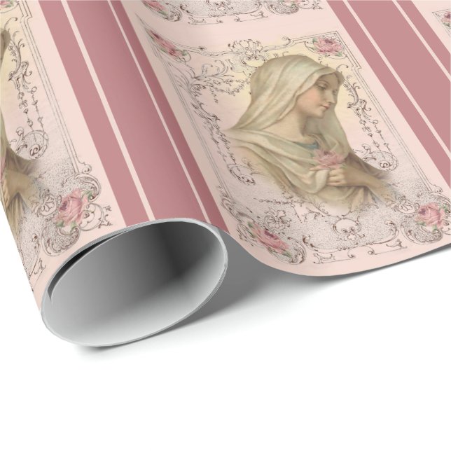 Gesegnete Jungfrau Mary Religiöse Vintag-katholisc Geschenkpapier (Rolleneckpunkt)