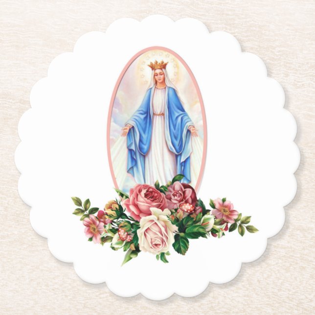Gesegnete Jungfrau Mary Religious Traditional Kath Untersetzer (Vorderseite)