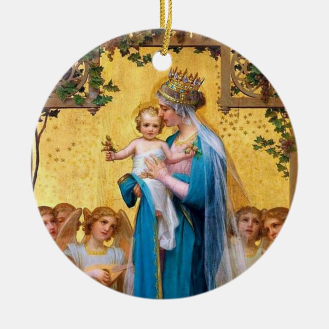 Gesegnete Jungfrau Mary, St. Therese die kleine Keramikornament (Vorne)
