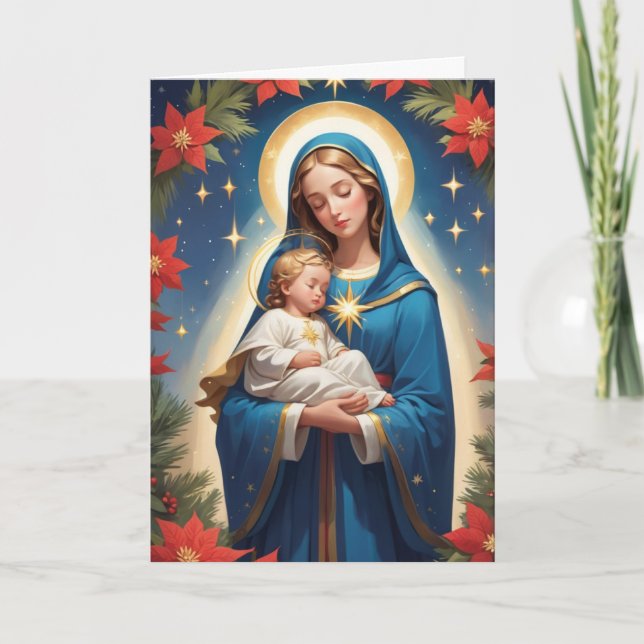 Gesegnete Jungfrau Mary Traditionell katholisch Feiertagskarte (Vorderseite)