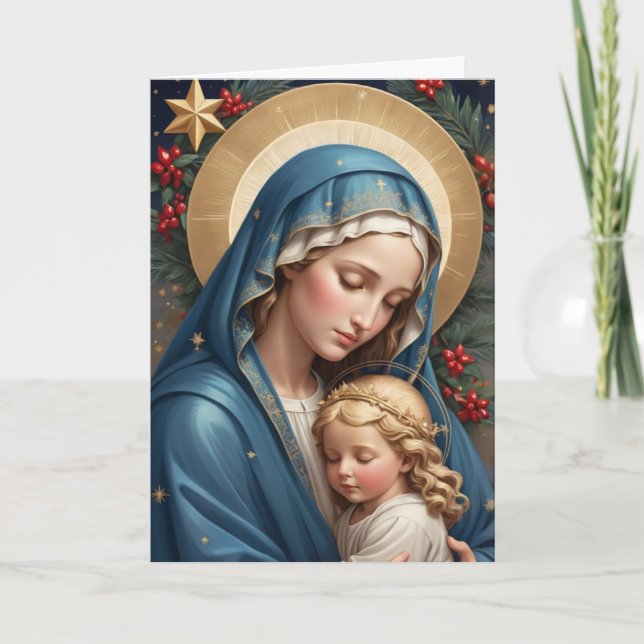 Gesegnete Jungfrau Mary Traditionell katholisch Feiertagskarte (Vorderseite)