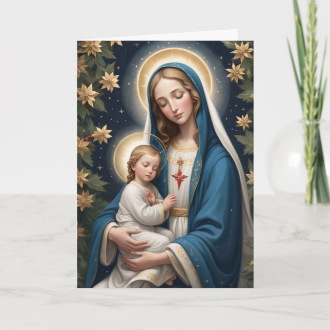 Gesegnete Jungfrau Mary Traditionell katholisch Feiertagskarte (Vorderseite)