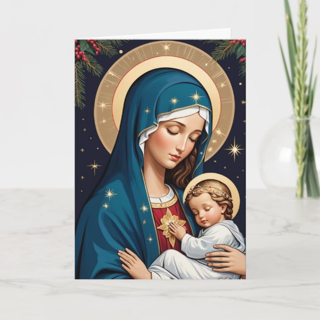 Gesegnete Jungfrau Mary Traditionelle katholische  Karte (Vorderseite)