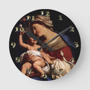 Gesegnete Jungfrau Mary und Säuglings-Kind Jesus  Runde Wanduhr