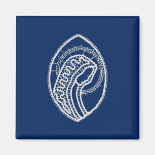 Gesegnete Jungfrau Mary, weiße Spitze, marineblau Magnet