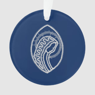 Gesegnete Jungfrau Mary, weiße Spitze, marineblau Ornament