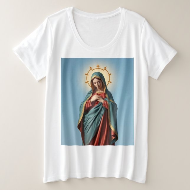 Gesegnete Jungfrau Mary Women's Plus Size Tee Shir (Design vorne)