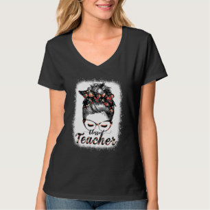 Gesegnete Lehrerin Messy Bun Frauen Happy Oster Mo T-Shirt