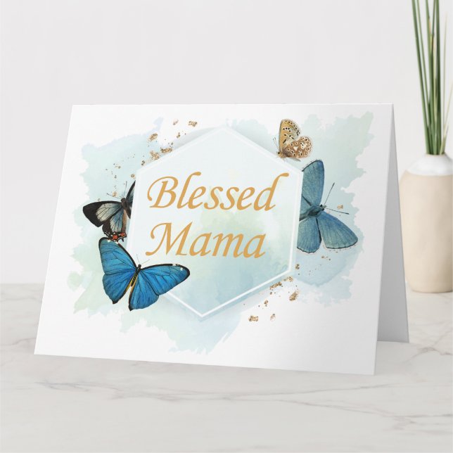 Gesegnete Mama: farbenfrohe Aquarellblume, Stolz a Dankeskarte (Vorderseite)