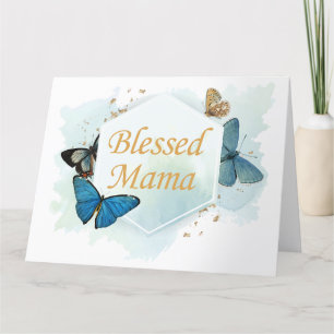 Gesegnete Mama: farbenfrohe Aquarellblume, Stolz a Dankeskarte