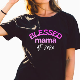 Gesegnete Mama Gegründet Jahr Farbverlauf Rosa T-Shirt