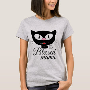 Gesegnete Mama Lächelnde Cartoon-Katze Damen T-Shi T-Shirt