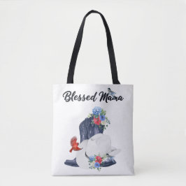 Gesegnete Mama mit Cowboystiefeln/Hut und Blumen/V Tasche