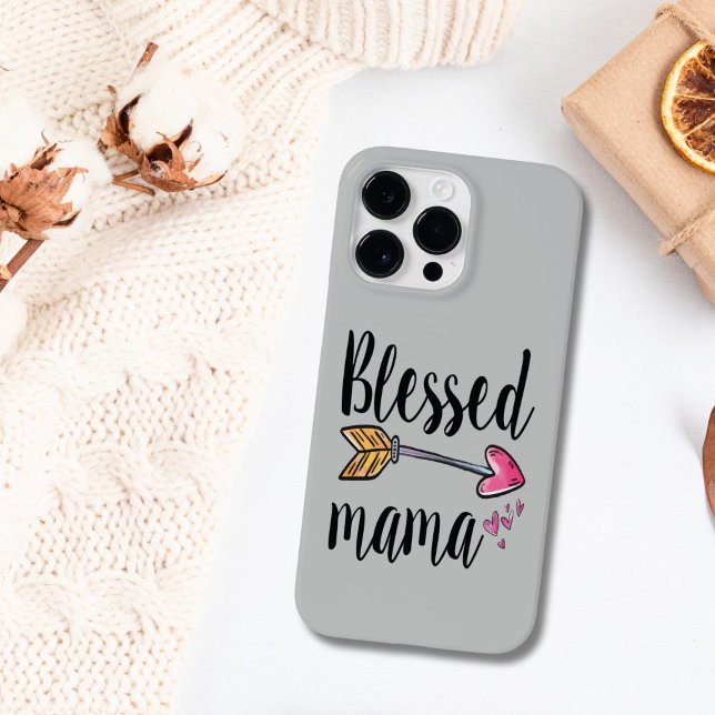Gesegnete Mama mit Pfeil Case-Mate iPhone 14 Pro Max Hülle (Blessed Mama boho gray iPhone case)