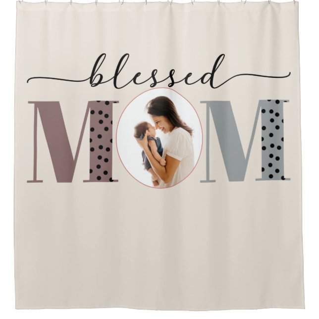 Gesegnete Mama Personalisiertes Foto Duschvorhang (Vorderseite)