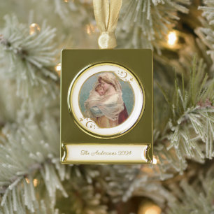 Gesegnete Maria Baby Jesus Religiöses Weihnachten Banner-Ornament Gold