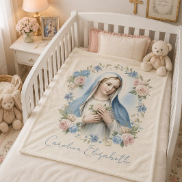 Gesegnete Mary Religious Floral Pink Roses Fleecedecke