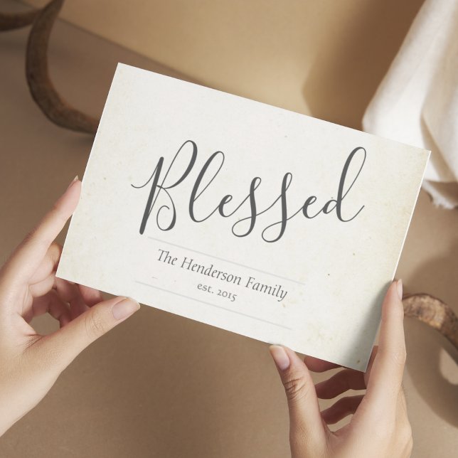 Gesegnete Minimalistische Personalisierte Typograf (Blessed Typography Note Card)