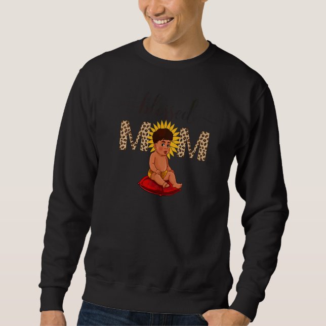 Gesegnete Mütter Day Leopard Print Sunflower Baby  Sweatshirt (Vorderseite)