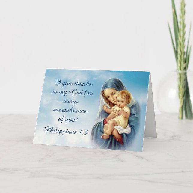 Gesegnete Mutter, die den Jesus zum Baby hält Dankeskarte (Vorderseite)