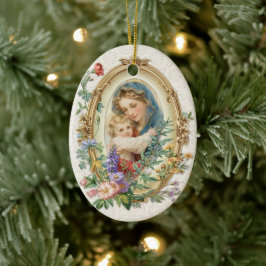 Gesegnete Mutter Maria und Jesus Bloral Keramik Ornament