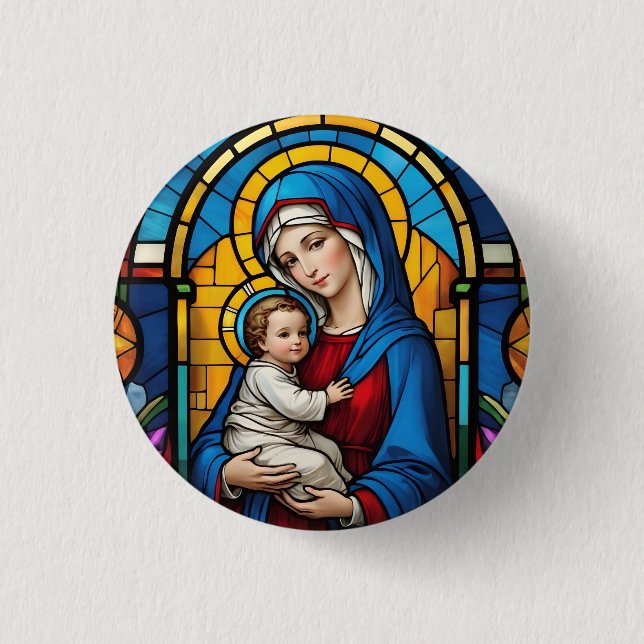 Gesegnete Mutter Mary and Baby Jesus - Jungfrau Ma Button (Vorderseite)