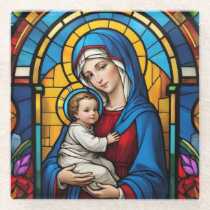 Gesegnete Mutter Mary and Baby Jesus - Jungfrau Ma Glasuntersetzer