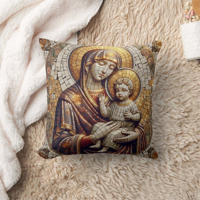 Gesegnete Mutter Mary and Baby Jesus | religiös Kissen (Decke)
