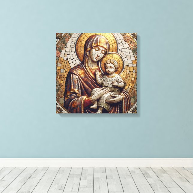Gesegnete Mutter Mary and Baby Jesus | religiös Leinwanddruck (Insitu (Holzboden))