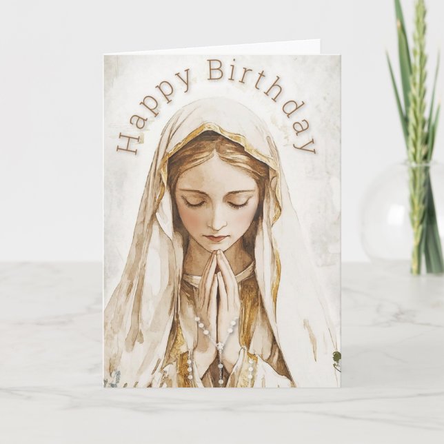 Gesegnete Mutter Mary, die mit Rosary betete Dankeskarte (Vorderseite)
