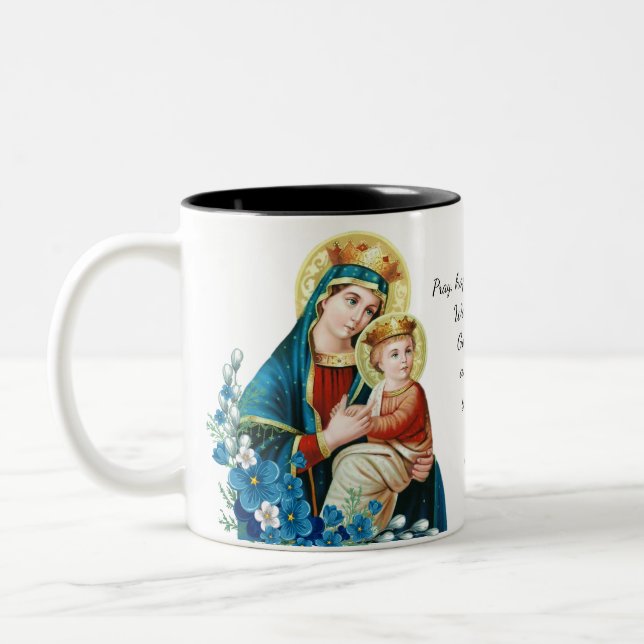 Gesegnete Mutter Mary Jesus beten Hoffnung sich Zweifarbige Tasse (Links)