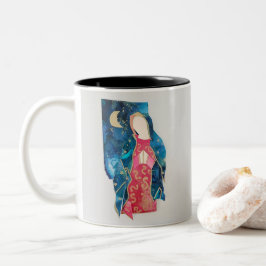 Gesegnete Mutter Mary mit moon lackierter Tinte De Zweifarbige Tasse